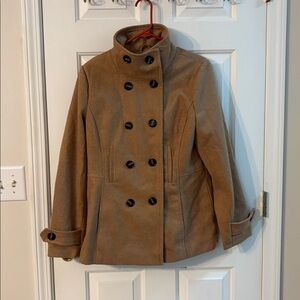 Free People Double-Breasted Brown Pea Coat
